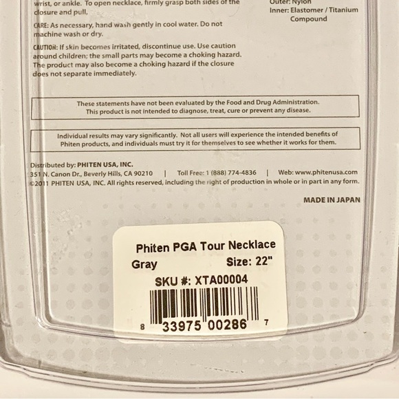 Phiten 2011 Classic PGA Tour Titanium Necklace 22” Gray Made Japan Golf Open Box - Picture 6 of 7